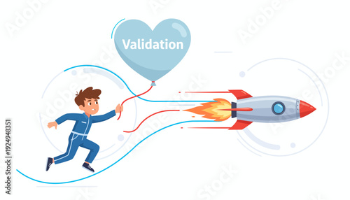 Boy Chasing Validation Balloon with Rocket Power.