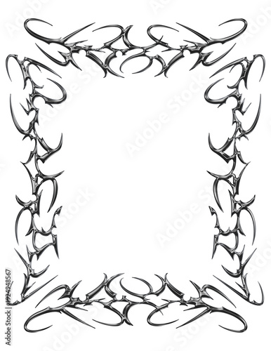 Photography Detailed cyber sigilism metal frame isolated