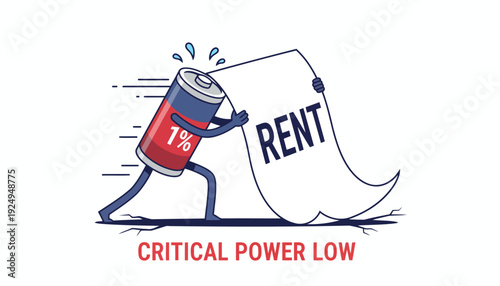 Battery Character Struggling with Rent Payment Due to Low Power.