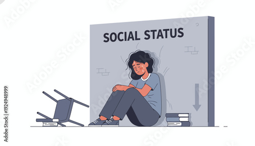 Woman Suffering from Social Status Pressure and Anxiety.