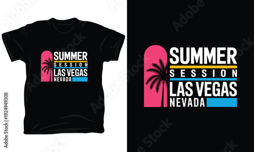 Summer session las vegas nevada palm tree vector illustration for tropical vacation wear