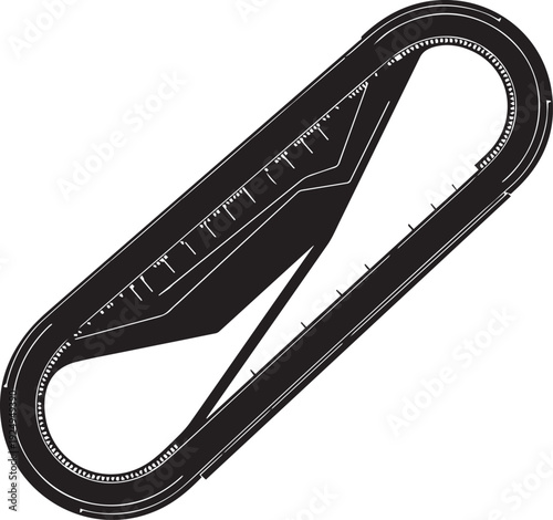 Overhead view of a racing track for horse or car races vector silhouette illustration