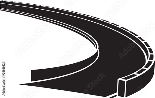 Vector racing track curve silhouette illustration of asphalt road surface for motor sport