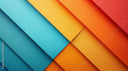 Colorful Paper Layers: An abstract composition of vibrant paper sheets arranged in an overlapping pattern, creating a visually stimulating and dynamic design.