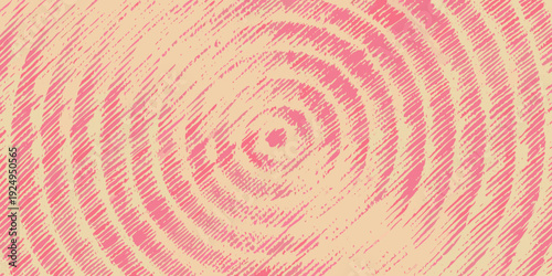 Abstract pink and beige spiral pattern with textured concentric rings