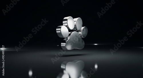 Shiny metal fidget spinner on reflective surface dark background sleek design gadget stress reliever modern technology