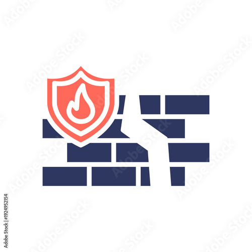 Firewall Breach glyph color icon
