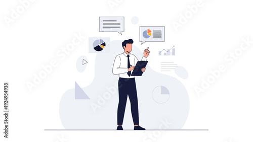 Business analyst planning strategy with charts and data