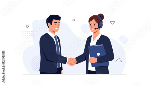 Business handshake, customer service, partnership, client meeting, professional teamwork