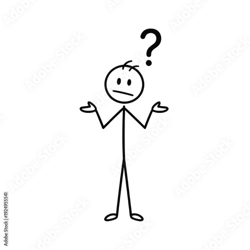 Confused stick figure with question mark