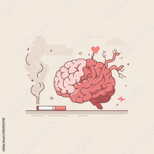 Brain Damaged by Smoking Cigarette and Heart