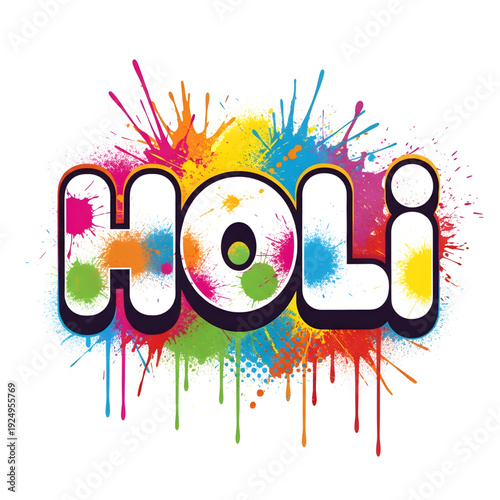 Vibrant Holi celebration with colorful paint splashes