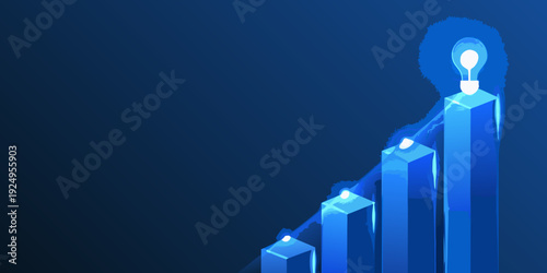 Abstract representation of growth and innovation with a glowing lightbulb