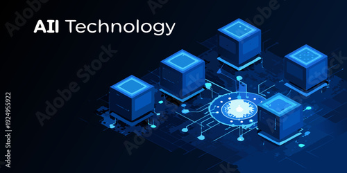Abstract illustration of artificial intelligence and interconnected network technology
