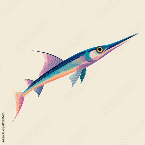 Colorful Marlin Illustration on a Neutral Background