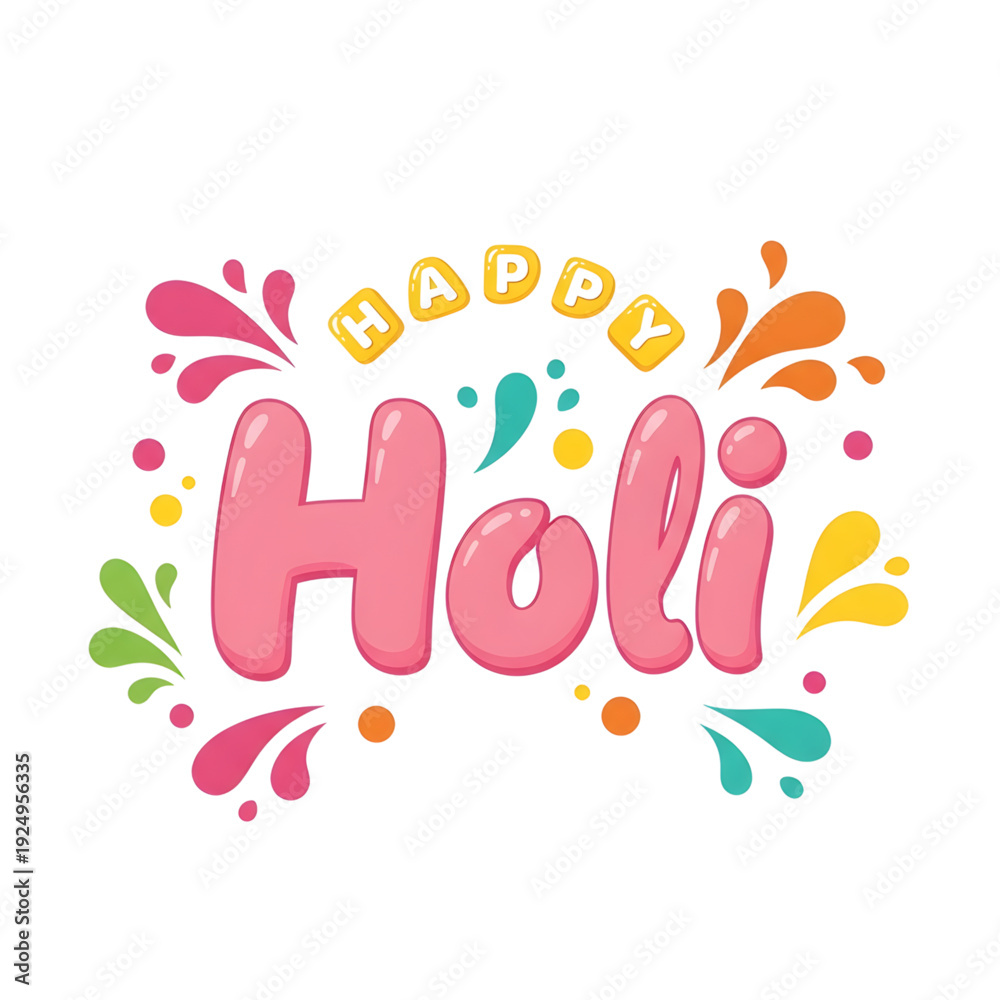 Obraz premium Vibrant Holi celebration with colorful splashes and festive text