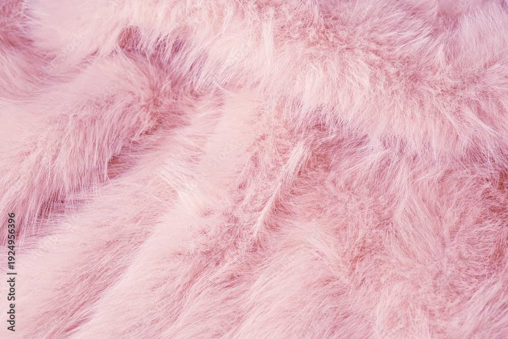 Fototapeta premium Elegant luxurious pastel pink faux fur surface textile material background offering a gentle cozy feeling