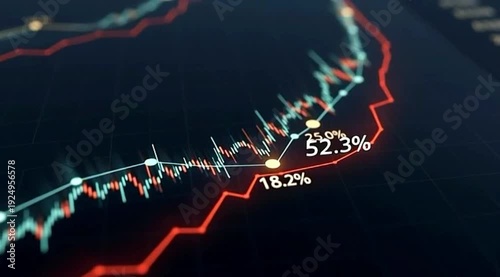 Dynamic Digital Financial Chart Displaying Market Trends, Growth Analysis, and Investment Data Visualization