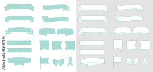 色々な形のリボンのフレーム-ベクターイラスト