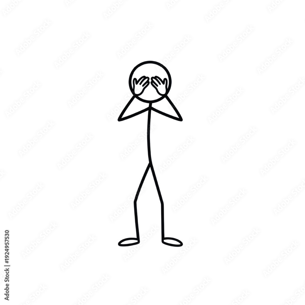 Fototapeta premium Stick figure covering face vector