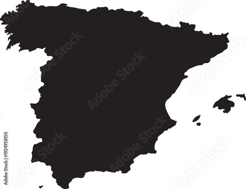 Spain map black on white background vector