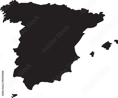 Spain map black on white background vector