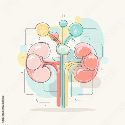 Stylized Human Kidney Anatomy and Health Concept