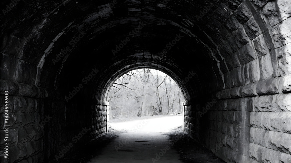 Naklejka premium Stone Arch Tunnel Mysterious Novel Cover Background