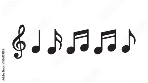 Musical notation icons with treble clef and notes.
