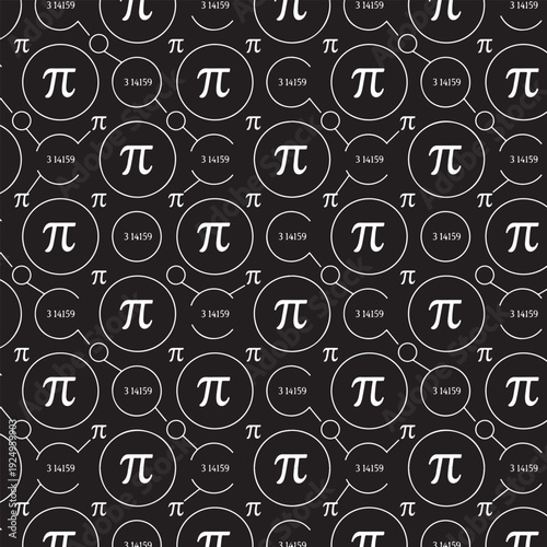 Seamless Pi Symbol Pattern on Black Background – Mathematics Concept Vector Design