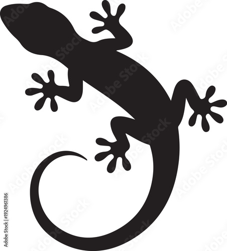 Tableau sur toile Gecko Lizard Black Silhouette Icon,Climbing Lizard Vector Illustration Isolated