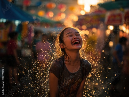 Laughing Child in Festival Lights