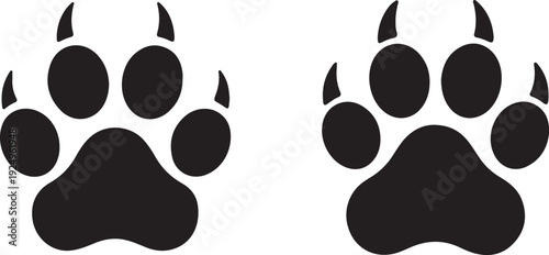 Dog Paw Print Black Silhouette Icon,Animal Paw Footprint Symbol Vector Illustration