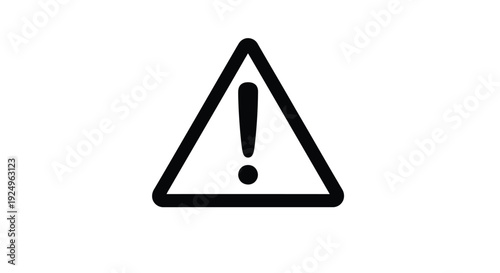Simple black warning sign featuring an exclamation mark inside a triangle on a vibrant yellow background symbolizing caution and immediate attention