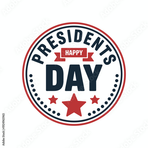 Celebratory badge for presidents day with patriotic design elements isolated on white background, Vector, illustration