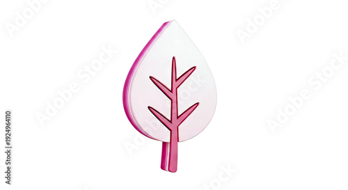 Pink 3D Leaf Icon