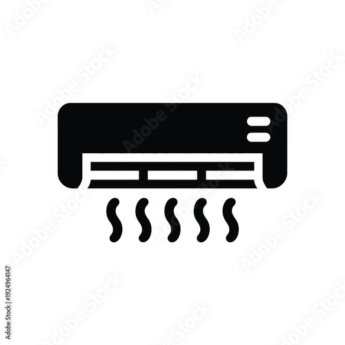 Modern air conditioning unit emitting cool air in a sleek design isolated on white background, Vector, illustration