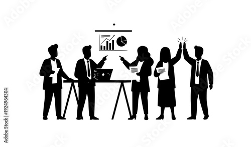 Flat vector illustration of team building and collaboration for business presentations