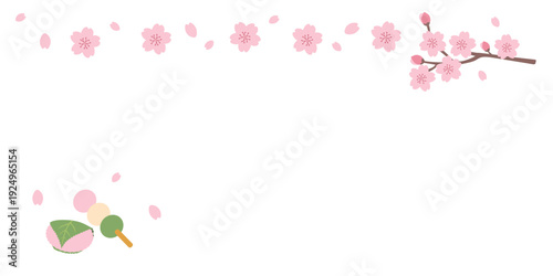 春のバナーイラスト　春の花　背景イラスト　フレーム　春素材