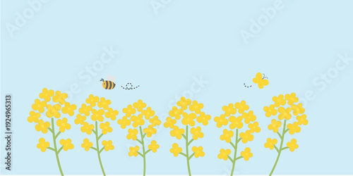 春のバナーイラスト　春の花　背景イラスト　フレーム　春素材