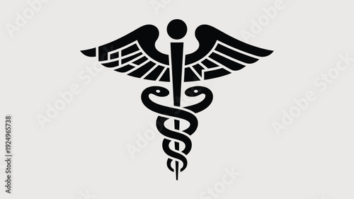 The caduceus symbol commonly associated with medical and healthcare professions. isolated on white background, Vector, illustration