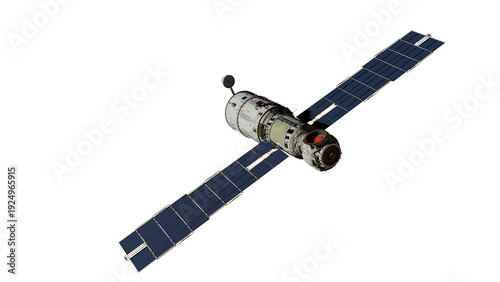 Bild auf Leinwand Scientific space station with solar panels in orbit.