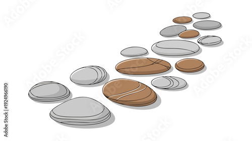 Vector Illustration of Stepping Stones Path on White Background for Zen Garden Design