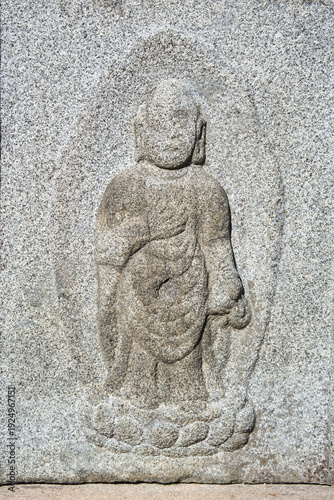 Ancient Stone Buddha Relief Carved in Granite