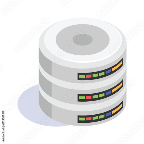 Stacked White Server Racks with Colored Status Lights.