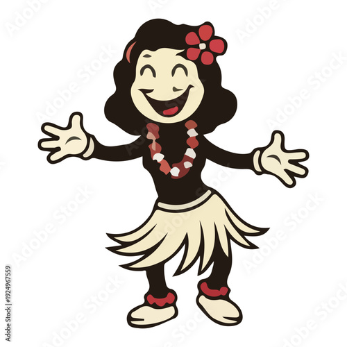 Retro Hula Dancer Cartoon