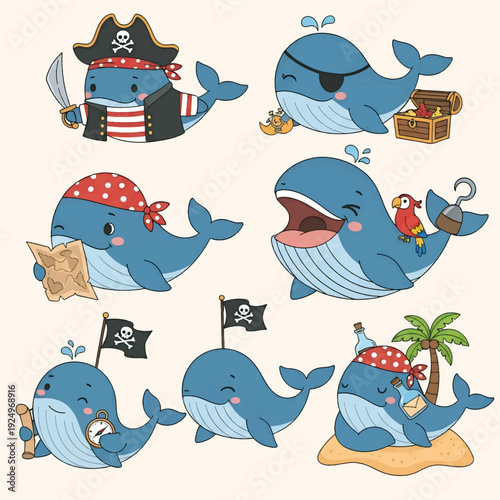 Marine animals shark seamless cartoon pattern design