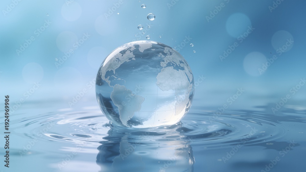 custom made wallpaper toronto digitalGlass globe in water with ripples