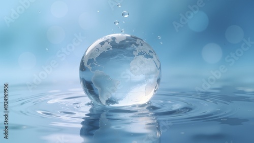 Wallpaper Mural Glass globe in water with ripples Torontodigital.ca