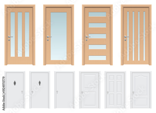 Diverse collection of interior and exterior doors for architectural design
